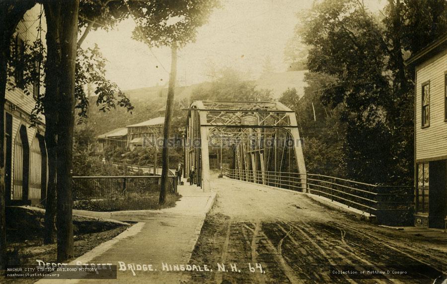 Postcard: Depot Street Bridge, Hinsdale, New Hampshire